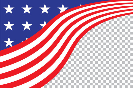American flag with transparent background for text or photo frame.