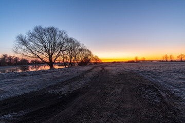 sunset in the winter