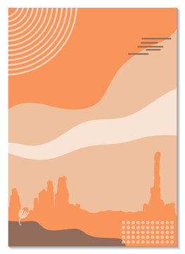 Simple desert view illustration background for poster, banner or wall decoration 
