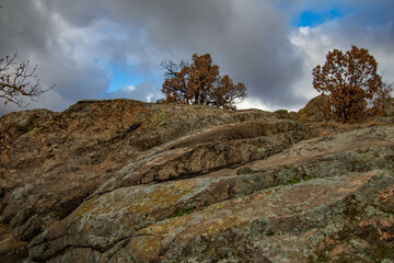 Raven Peak; Giant stones fragments in the mountain near the Thracian tomb. Bulgaria 
