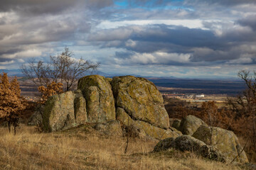 Raven Peak; Giant stones fragments in the mountain near the Thracian tomb. Bulgaria 
