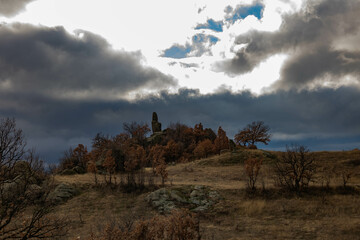 Raven Peak; Giant stones fragments in the mountain near the Thracian tomb. Bulgaria 