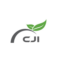 CJI letter nature logo design on white background. CJI creative initials letter leaf logo concept. CJI letter design.