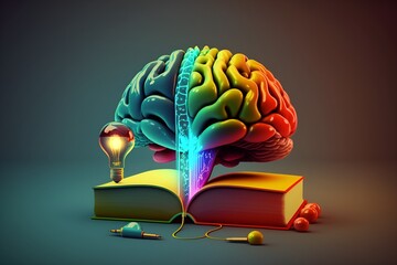 colorful brain with book, importance of education