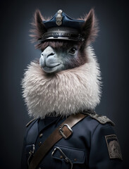 Alpaca Portrait-Policeman styled alpaca-Generative AI