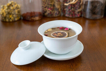 Close-up of infusing scented tea