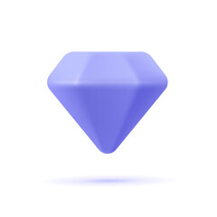 Diamond, brilliant gem. Jewelry, gift, game concept. 3d vector icon. Cartoon minimal style.