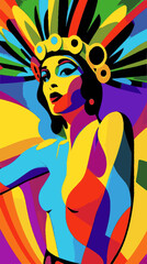 Carnival samba dancer pop art art deco poster 