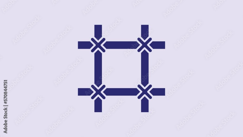 Sticker Blue Prison window icon isolated on purple background. 4K Video motion graphic animation