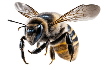 Bee in Flight on Transparent Background, Generative AI - obrazy, fototapety, plakaty