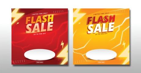 Flash Sale banner or poster with Flash icon and text on different background.