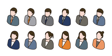様々なビジネスパーソンのイラストアバターアイコンセット