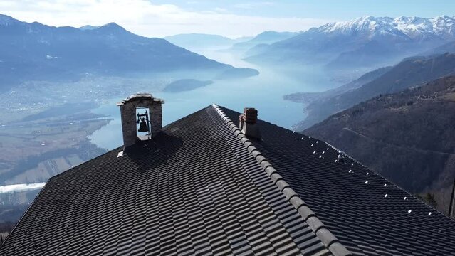 Drone view of Lake Como from Mount Berlinghera
