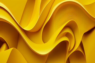 an abstract yellow background with wavy lines. Generative AI.