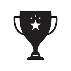 Trophy champion award icon isolated flat design vector illustration.