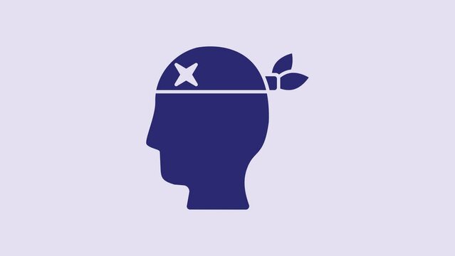Blue Pirate captain icon isolated on purple background. 4K Video motion graphic animation