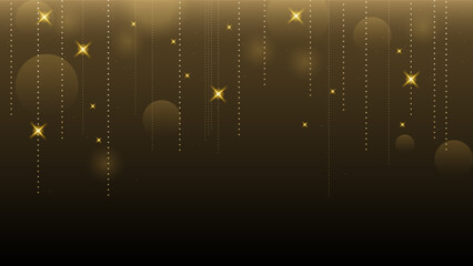 Abstract Dark Gold Background With Falling Shine Glow Light Flashes Bright Beam Vector Design Style