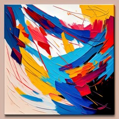 2d illustration. Artistic background image. Abstract painting on canvas. Colorful texture. Modern artwork. Brush strokes. Painting with oil paint strokes on th - generative ai