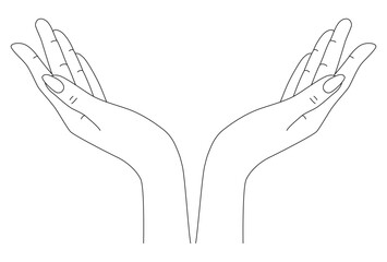 Hands. A hand-drawn line image of hands. The concept of the vector of raised hands. Voluntary charity, voting, support, hope and peace. - Powered by Adobe