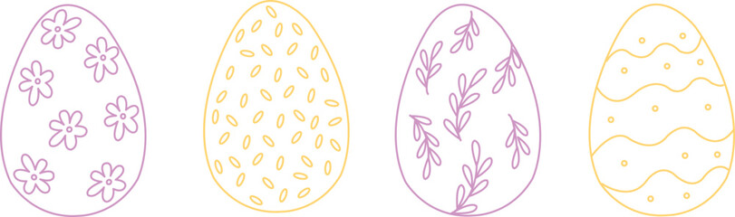 Easter eggs outline style. Doodle graphic 