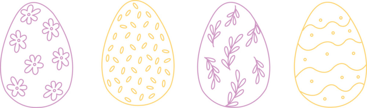 Easter eggs outline style. Doodle graphic 