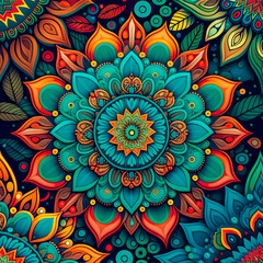Fototapeta na wymiar illustration of the colorful flowers pattern