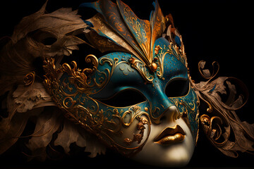 Elegant composition with venetian carnivals mask 3d render  made with Generative AI