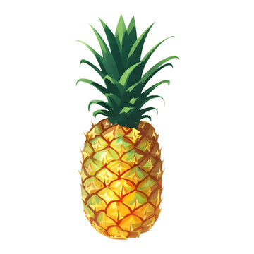 Pineapple Isolated Detailed Hand Drawn Painting Illustration