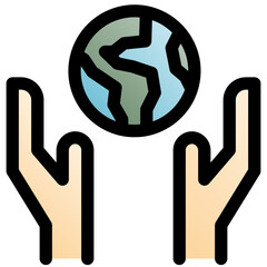 hold black outline filled color icon