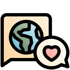 love earth black outline filled color icon