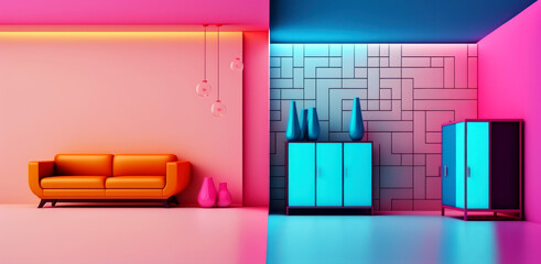 Abstract Interior Interior Template Bright Color in the Interior