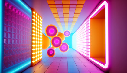 Illustration Background for Advertising and Wallpaper in 80s Retro and Pop Art Scene in Decorative Concept Illustration