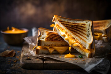 Grilled Cheese Sandwich, American Cuisine, Delicious Food, National Cuisine, International Cuisine, Food Closeup, Closeup, Food, Generative AI
