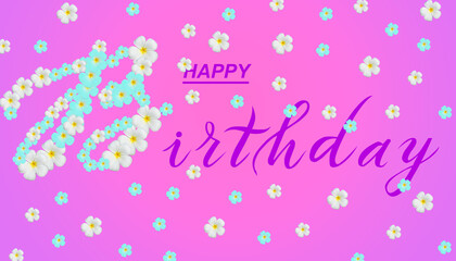 postcard , Internet banner , flat lay with a birthday greeting, with the inscription - happy birthday, 3d illustration