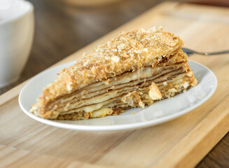 piece of honey cake on a plate
