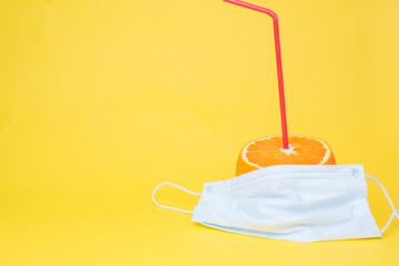 orange lemon juice with a straw