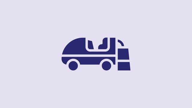 Blue Ice resurfacer icon isolated on purple background. Ice resurfacing machine on rink. Cleaner for ice rink and stadium. 4K Video motion graphic animation