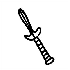 Dagger, knife, sword. Vector illustration hand-drawn. Clipart, sketch, doodle, logo.