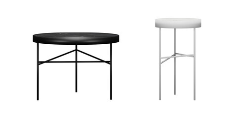 Set of table furniture on transparent background, 3d render illustration.