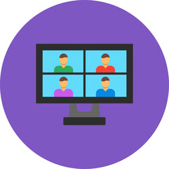 Online Meeting Multicolor Circle Flat Icon