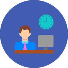 Working Hours Multicolor Circle Flat Icon
