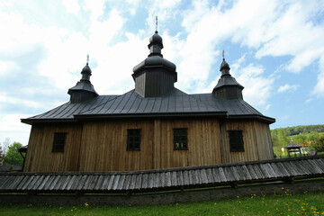 Fototapeta premium Wooden Orthodox church of the Lemkos in Bartne, Low Beskids, Poland