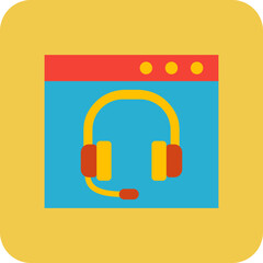 Online Support Multicolor Round Corner Flat Icon