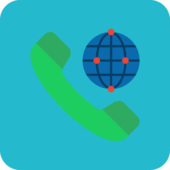 International Call Multicolor Round Corner Flat Icon