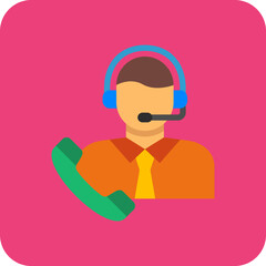 Customer Service Multicolor Round Corner Flat Icon