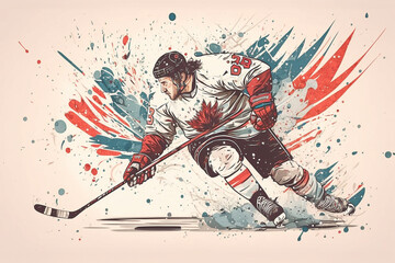 Illustration of a hockey player in action - AI generated 