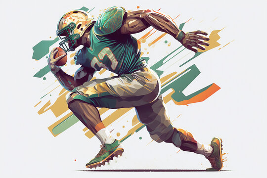 Illustration of a American football player in action - AI generated 