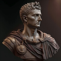 Great roman empire. Roman emperor Tiberius (14–37 CE).  Tiberius Julius Caesar Augustus, original name Tiberius Claudius Nero. Created with Generative AI technology.