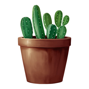 recommend clip art: Cactus in a Plant Pot Isolated Detailed Hand Drawn Painting Illustration