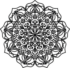 Mandala Coloring book page design. Simple coloring design for beginners, seniors and children. Mehndi flower pattern for Henna drawing and tattoo. Decoration in ethnic oriental, Indian sty